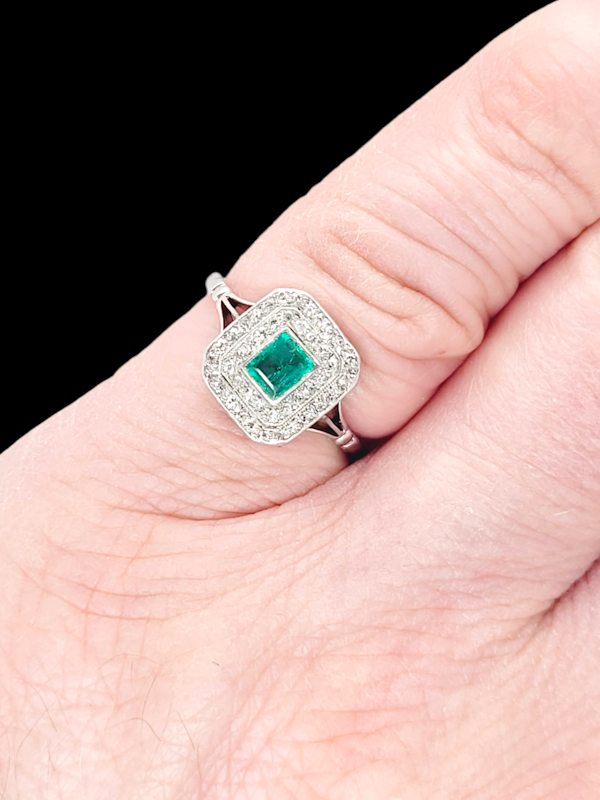 Art deco emerald and diamond engagement ring SKU: 7123 DBGEMS - image 2