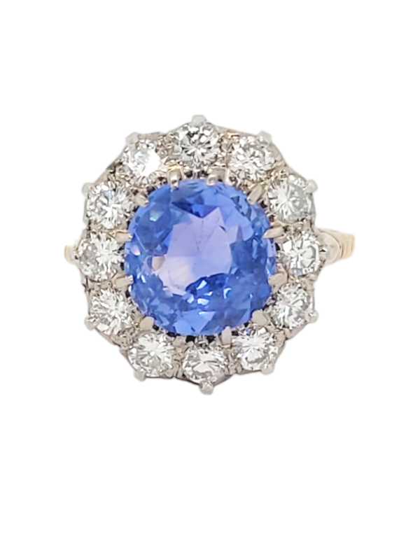 Antique 4.5ct Cornflower blue Ceylon sapphire cluster engagement ring SKU: 7121 DBGEMS - image 4