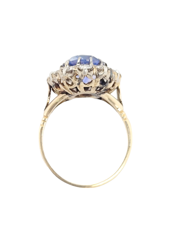 Antique 4.5ct Cornflower blue Ceylon sapphire cluster engagement ring SKU: 7121 DBGEMS - image 2