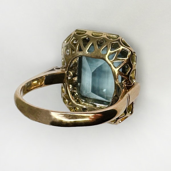 Large Aquamarine Diamond Ring. CHIQUE to ANTIQUE - image 2