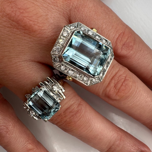 Large Aquamarine Diamond Ring. CHIQUE to ANTIQUE - image 1
