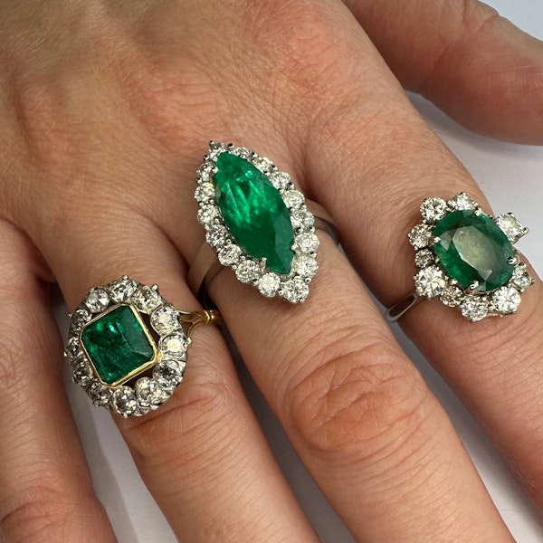 Large Emerald (5ct) & Diamond (1.60) Marquise Ring. CHIQUE to ANTIQUE - image 2
