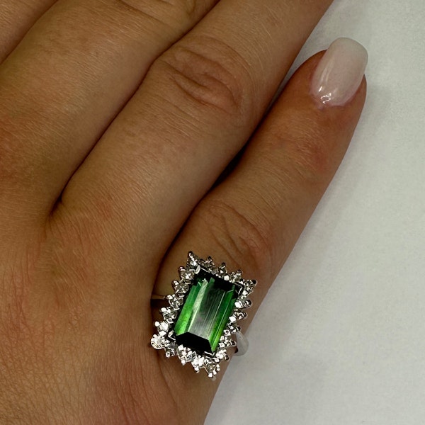 Tourmaline & Diamond Cluster Engagement Ring.  CHIQUE to ANTIQUE. STAND 375 - image 4