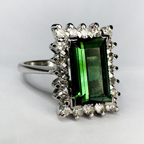 Tourmaline & Diamond Cluster Engagement Ring.  CHIQUE to ANTIQUE - image 1