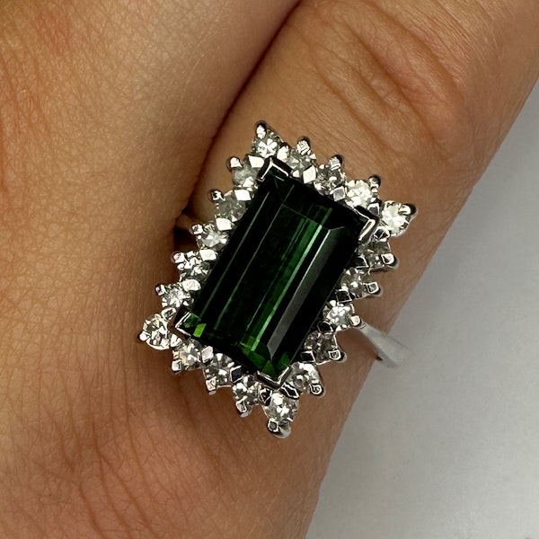 Tourmaline & Diamond Cluster Engagement Ring.  CHIQUE to ANTIQUE - image 5