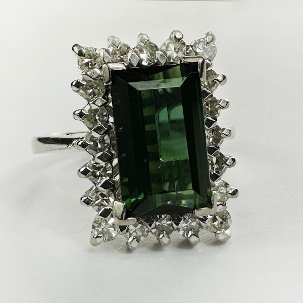 Tourmaline & Diamond Cluster Engagement Ring.  CHIQUE to ANTIQUE - image 2