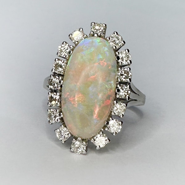 Large Opal & Diamond Cluster Ring.  CHIQUE to ANTIQUE - image 2