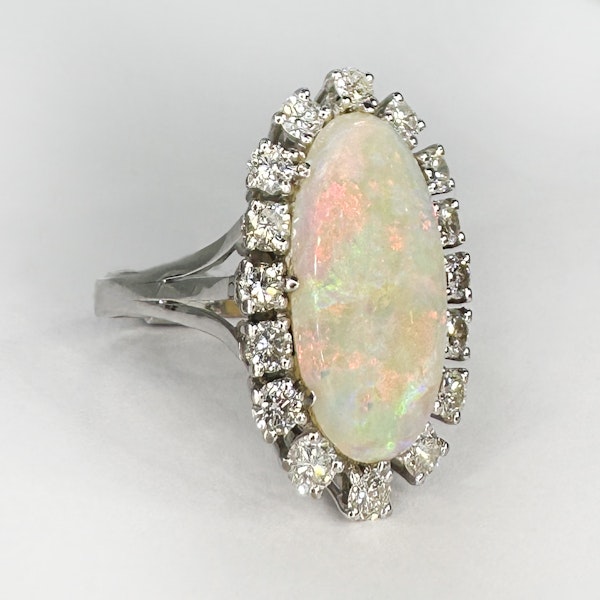 Large Opal & Diamond Cluster Ring.  CHIQUE to ANTIQUE - image 3