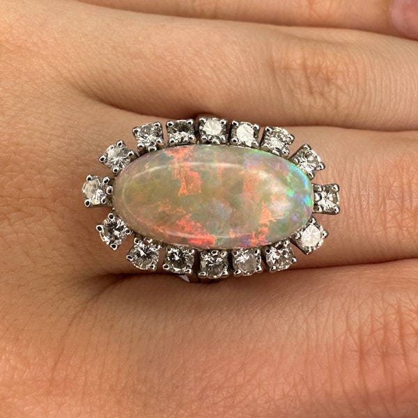 Large Opal & Diamond Cluster Ring.  CHIQUE to ANTIQUE - image 6