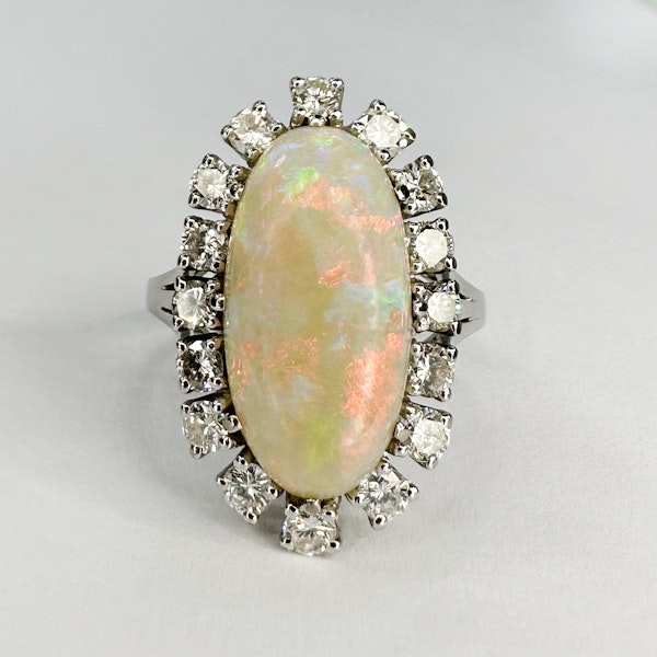 Large Opal & Diamond Cluster Ring.  CHIQUE to ANTIQUE - image 4