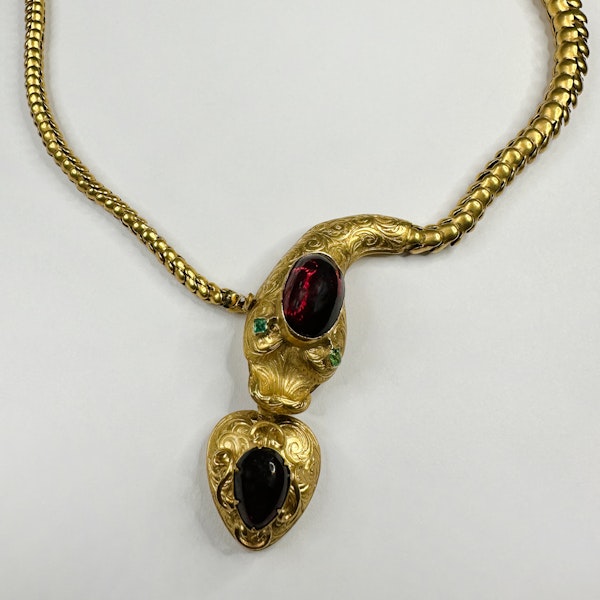 Victorian Gold & Garnet Snake Necklace CHIQUE to ANTIQUE - image 3