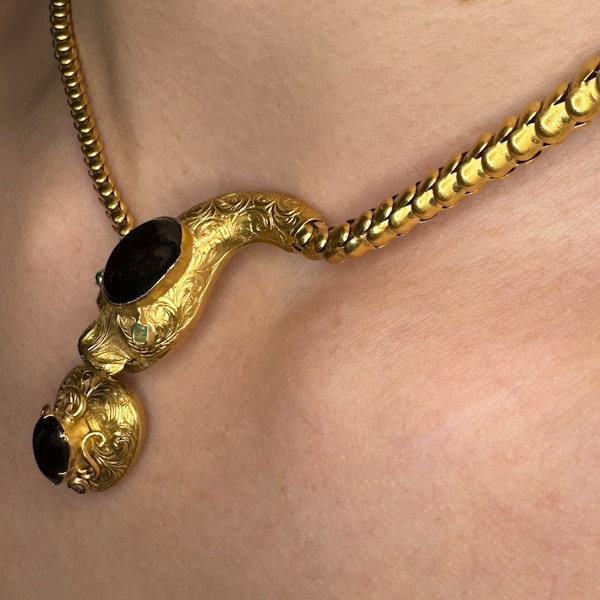 Victorian Gold & Garnet Snake Necklace CHIQUE to ANTIQUE - image 2