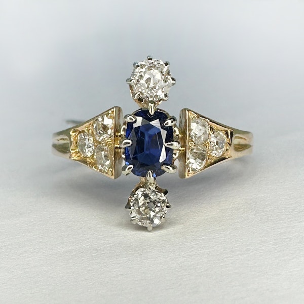 Sapphire Diamond Edwardian Ring. CHIQUE to ANTIQUE - image 1