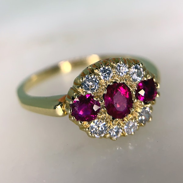 Burma Ruby and Diamond Cluster Engagement Ring. CHIQUE to ANTIQUE - image 3