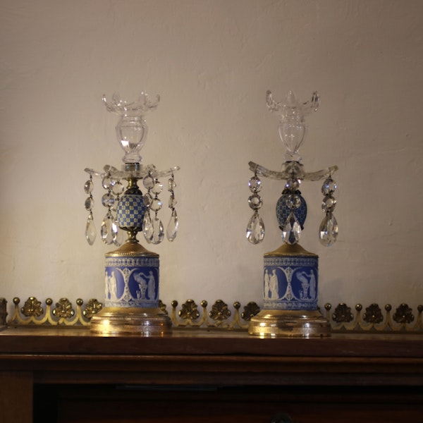 Pair of Wedgwood jasper, gilt metal and cut glass candlesticks, 18th century - image 4