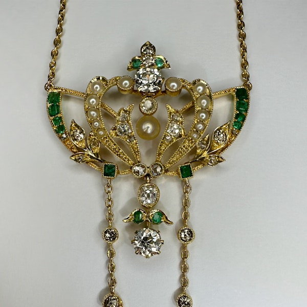 Negligee Belle Epoque Necklet Diamond & Emerald  CHIQUE to ANTIQUE - image 2