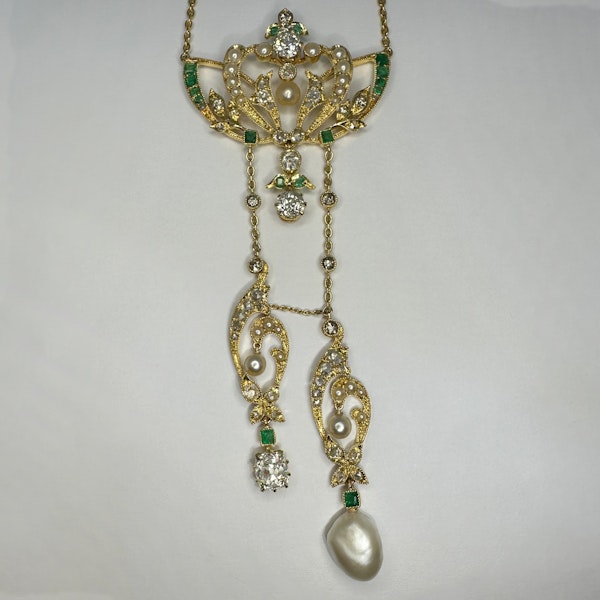 Negligee Belle Epoque Necklet Diamond & Emerald  CHIQUE to ANTIQUE - image 3