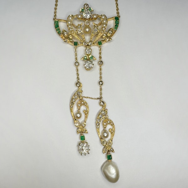 Negligee Belle Epoque Necklet Diamond & Emerald  CHIQUE to ANTIQUE - image 1