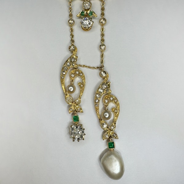 Negligee Belle Epoque Necklet Diamond & Emerald  CHIQUE to ANTIQUE - image 4