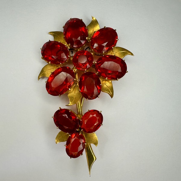 Vintage Fire Opal Flower Bloom Brooch CHIQUE to ANTIQUE - image 1