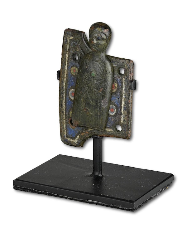 Champlevé enamelled copper appliqué of a Saint. French, Limoges, 13th century. - image 11