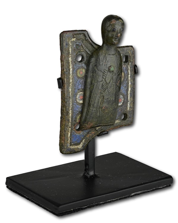 Champlevé enamelled copper appliqué of a Saint. French, Limoges, 13th century. - image 6