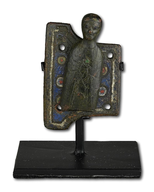 Champlevé enamelled copper appliqué of a Saint. French, Limoges, 13th century. - image 5