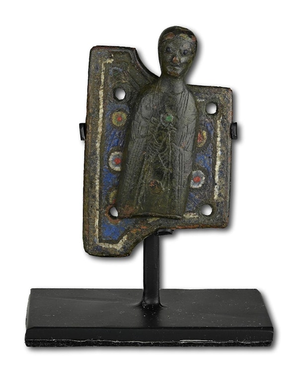 Champlevé enamelled copper appliqué of a Saint. French, Limoges, 13th century. - image 8