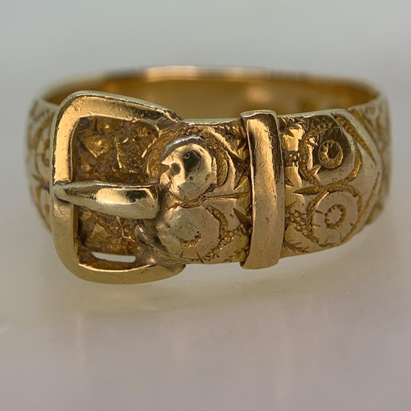 Antique Rose Vine Chased Buckle Ring. CHIQUE to ANTIQUE - image 1