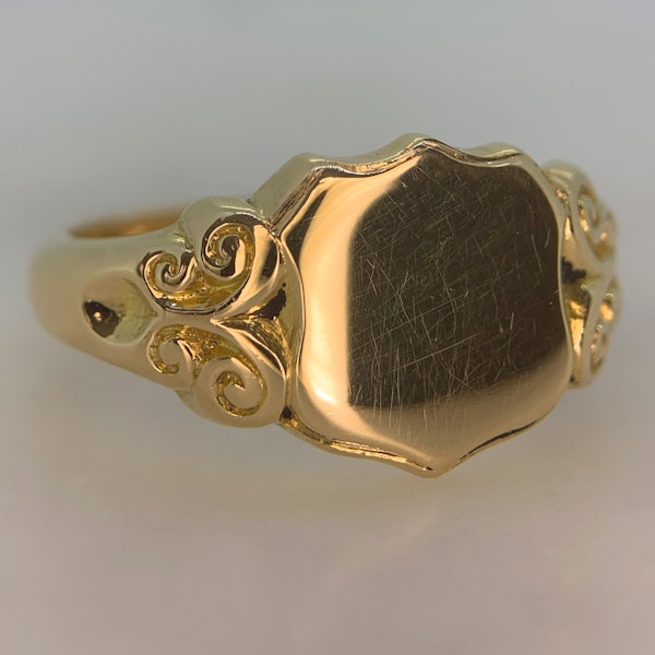 Shield and Scrolled Signet Ring 1925   CHIQUE to ANTIQUE - image 1