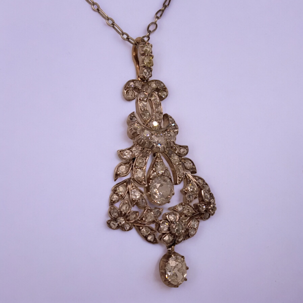 Antique Diamond Drop Pendant. - image 2