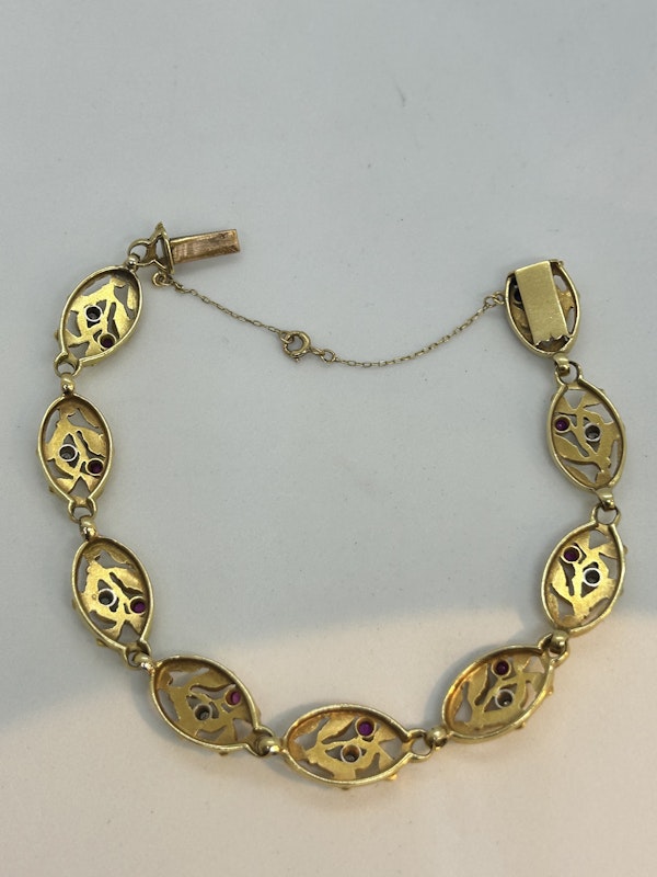 Beautiful Art Nouveau French diamond ruby 18ct gold bracelet at Deco&Vintage Ltd - image 2