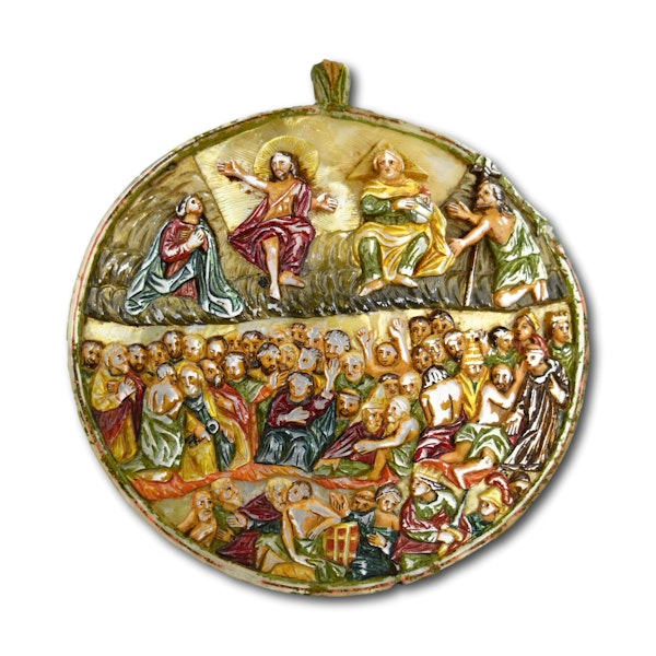 Polychromed pearl shell with the last judgement. Spanish Colonial, 18th century - image 1