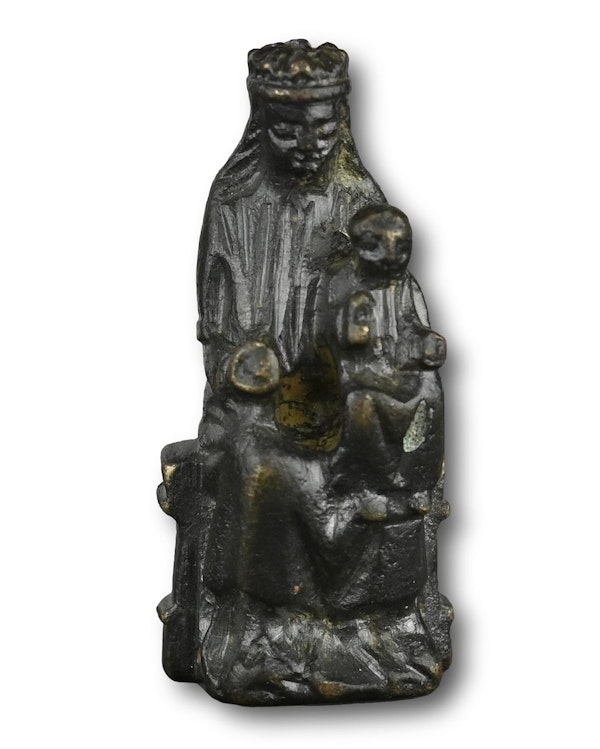 Bronze figure of the seated Madonna and child. English or German, 14th century. - image 6