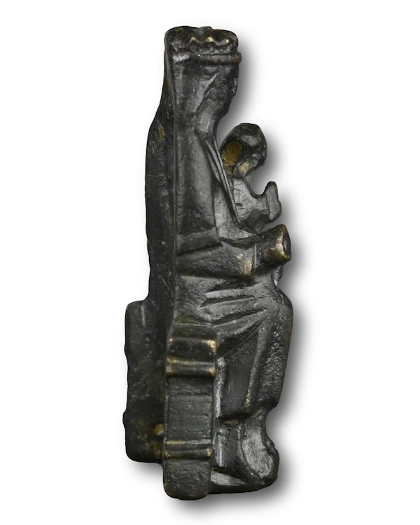 Bronze figure of the seated Madonna and child. English or German, 14th century. - image 3