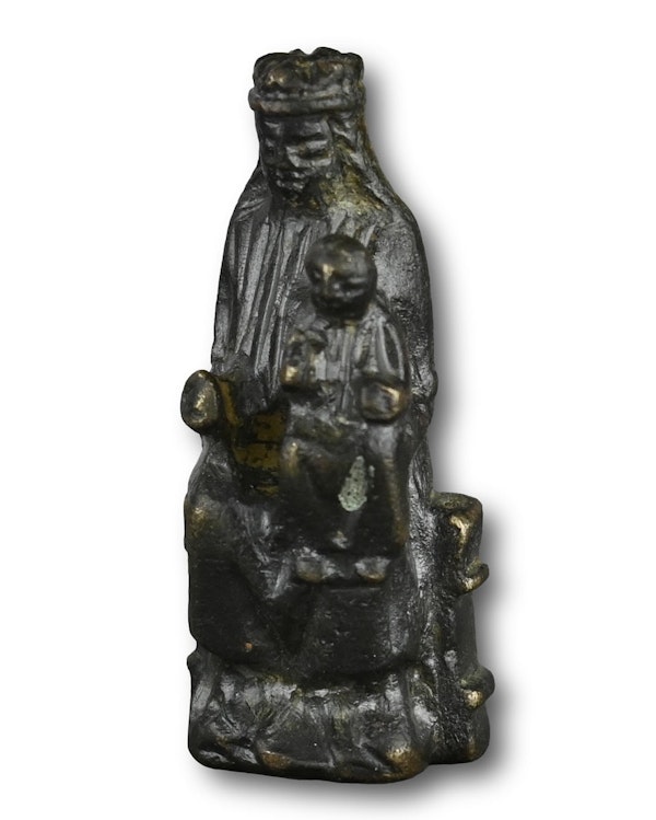 Bronze figure of the seated Madonna and child. English or German, 14th century. - image 4