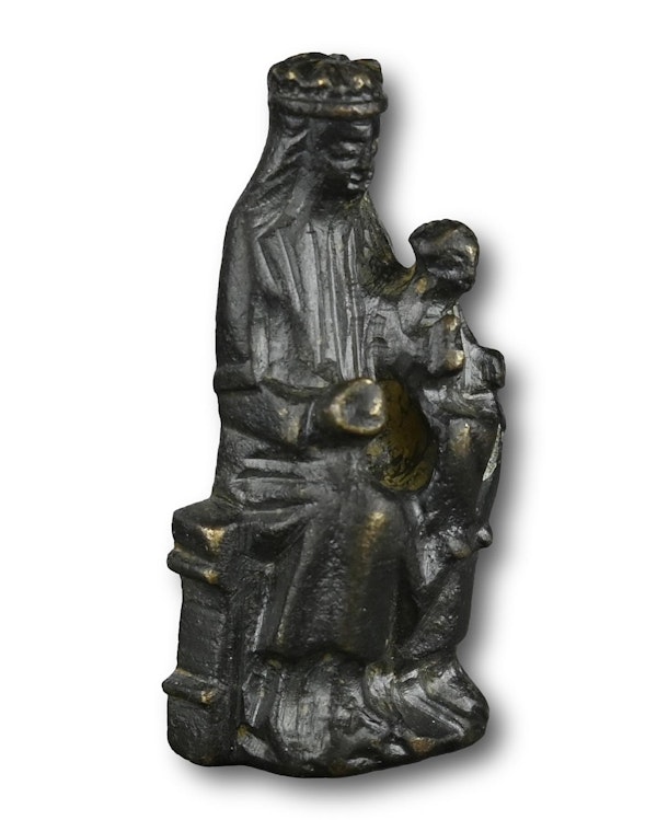 Bronze figure of the seated Madonna and child. English or German, 14th century. - image 5