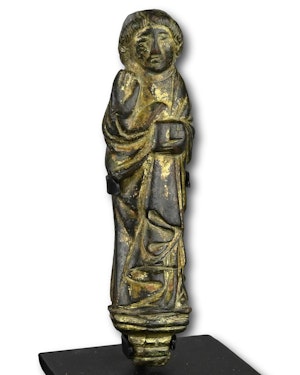 Bronze figure of Saint John the Evangelist. English, 15th century.