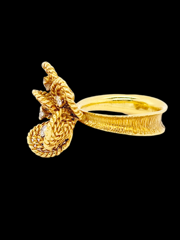 1960's woven gold and diamond dress ring SKU: 7138 DBGEMS - image 2