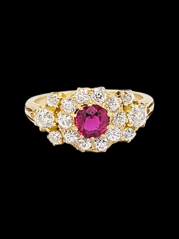Antique Ruby and diamond cluster ring SKU: 7142 DBGEMS - image 5