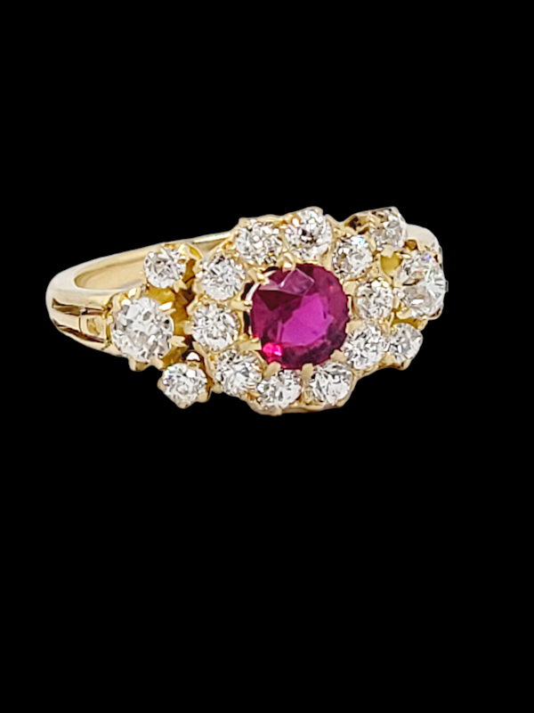 Antique Ruby and diamond cluster ring SKU: 7142 DBGEMS - image 4
