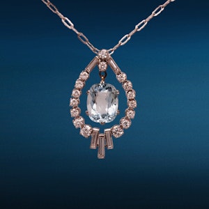 Deco Diamond and Aquamarine Pendant.