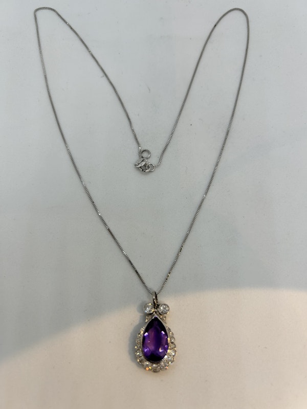 Lovely Art Deco Amathyst diamond pendant at Deco&Vintage Ltd - image 3