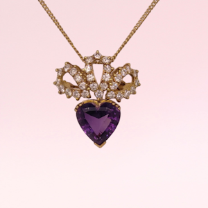 Vintage Amethyst & Diamond Heart Pendant/Brooch