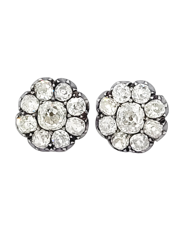 Antique old mine cut diamond cluster earrings SKU: 7152 DBGEMS - image 3