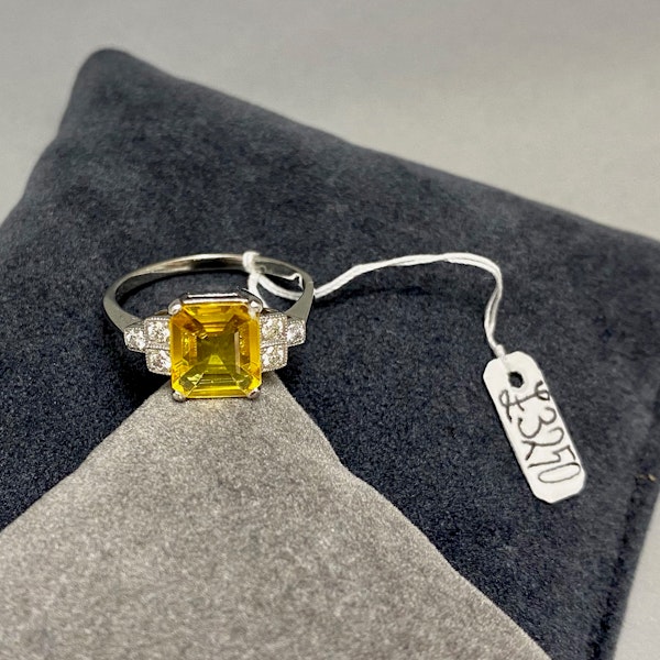 Yellow Sapphire Diamond Ring in Platinum date circa 1960, SHAPIRO & Co since1979 - image 5