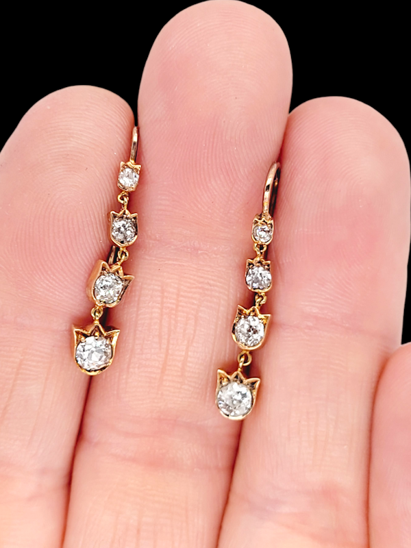 Antique diamond drop earrings SKU: 7168 DBGEMS - image 2