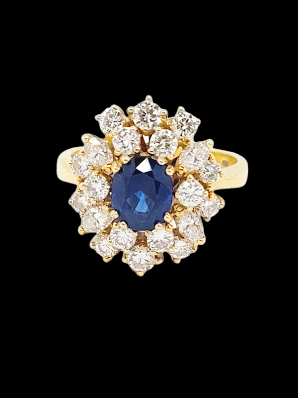 Vintage sapphire and diamond cluster engagement ring SKU: 7178 DBGEMS - image 1