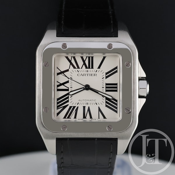 Cartier Santos 100 Steel 2656 Pre Owned 38mm Leather Strap - image 1