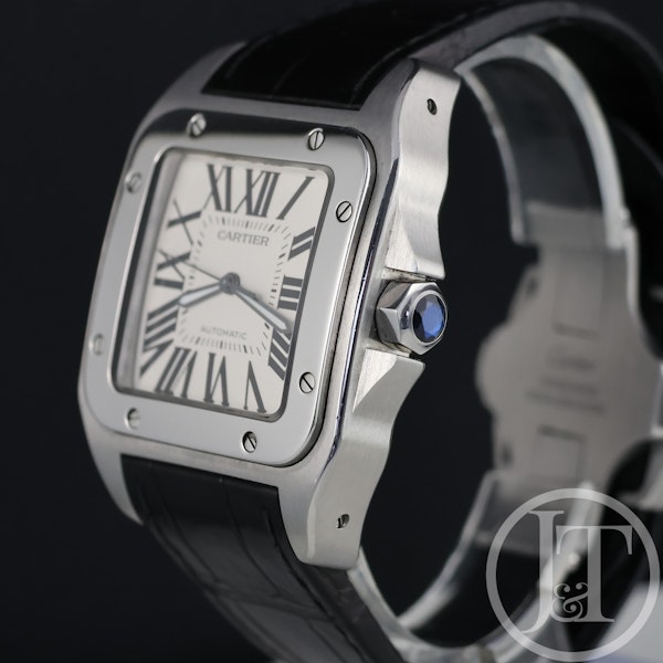 Cartier Santos 100 Steel 2656 Pre Owned 38mm Leather Strap - image 2